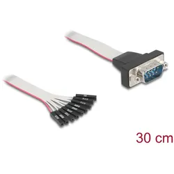 DeLOCK Flachbandkabel RS-232 mit 9 x Pfostenbuchse zu D-Sub 9 Pin Stecker mit Muttern 30 cm