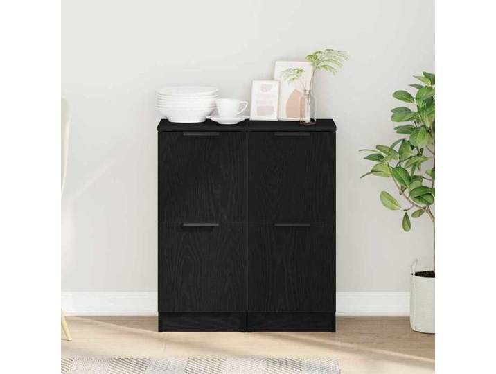 Noir Commode Salon CHIC Buffet 2 pcs Enfilade rangement Chêne noir 30x30x70 cm Bois d'ingénierie N10106