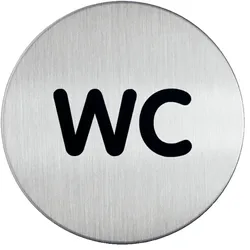 WC-Piktogramm, "WC", Edelstahl, Ø 83 mm