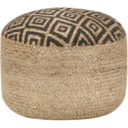 Décoshop26 - Pouf-Fußhocker aus handgeflochtenem Juteseil 45 x 30 cm schwarze Jute DEC030009 DEC030009