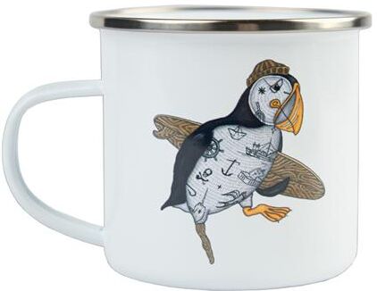 Lakor Sea Parrot Surfer Enamel Mug, White
