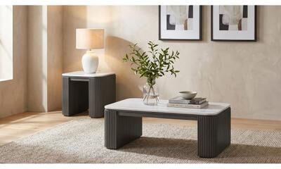 Coaster Lior Rectangular Marble Top Coffee and End Table Set Charcoal