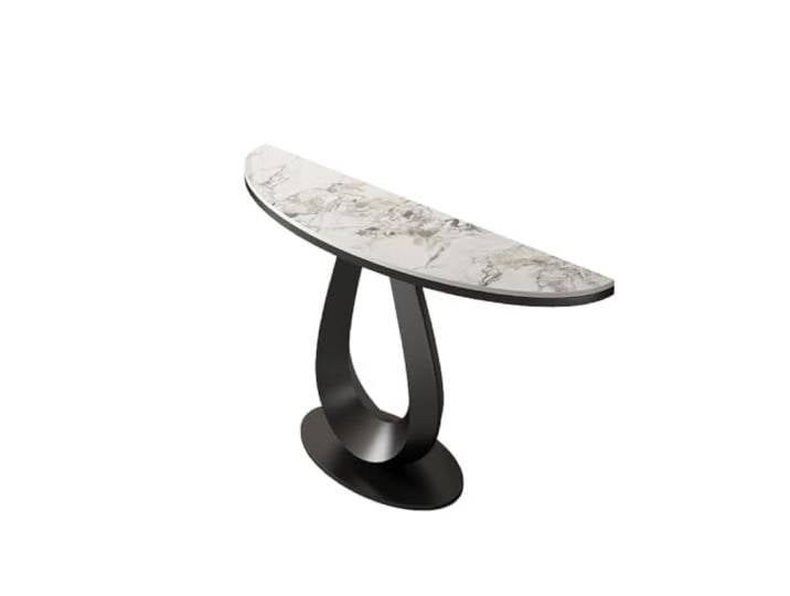 Moderne cremefarbene Eingangstisch, Schreibtisch Konsole Tisch Sinterstein Sintersteinplatte, moderner Creme-Stil platzsparend, einfacher Aufbau Flurkonsole Tisch(Black,80cm/31.49 )
