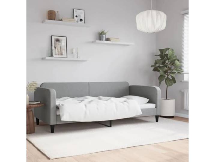 RJPLMFV Ruhebett, Hellgrau, 90 x 200 cm, Stoff Schlafsofa, 2-in-1, Rahmen aus Metall, Massivholz, modernes Design, ohne Matratze