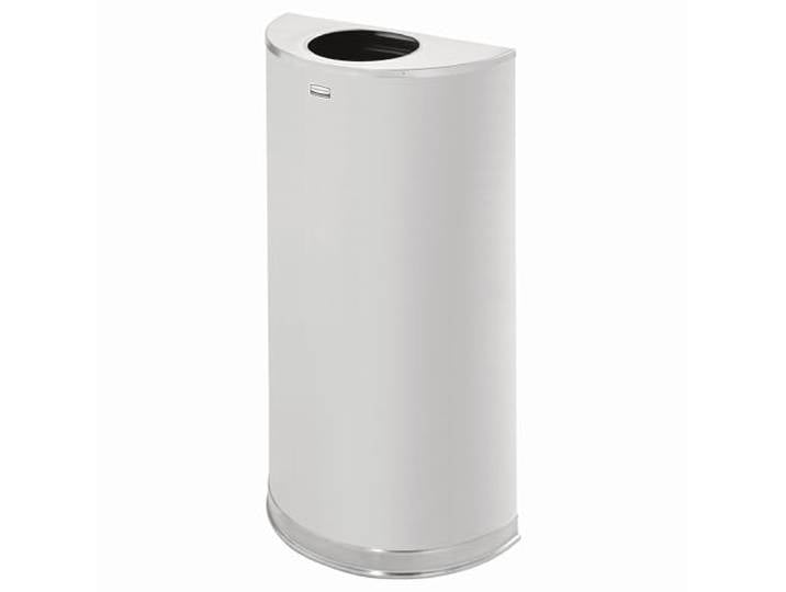 Rubbermaid Commercial Products Half Round Stahl Mülleimer – 45L Edelstahl – Offener Abfallbehälter für Hotel Lobby Waschraum und Empfangsbereiche – FGSO12SSSPL