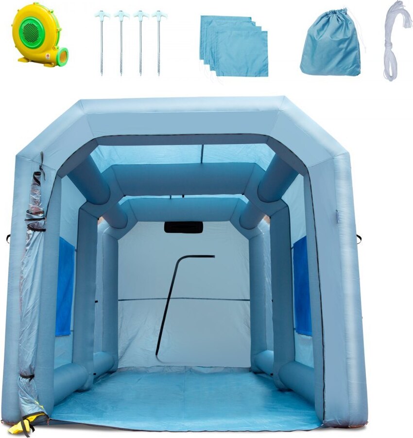 Farbkabine DIY Sprühmalerei - Schutzzelt 950 W - Blau - 4 x 2,2 x 2,35 m - Lackierzelt 210D Oxford-Gewebe - Tragbares Sprühfarbe Zelt - Farbstand - Sprühmalerei Kit