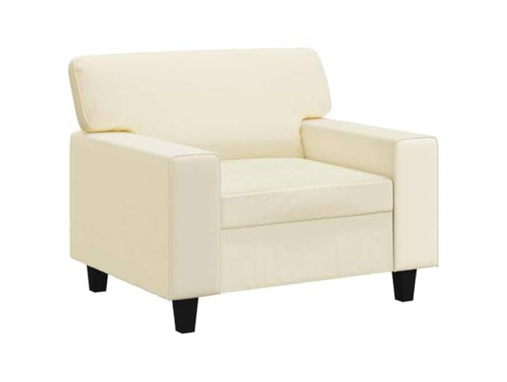 VIHHQGC Sessel Creme 60 cm Kunstleder Metallgestell, Polsterung, Armlehnen, Rückenkissen, Belastbar bis 110 kg
