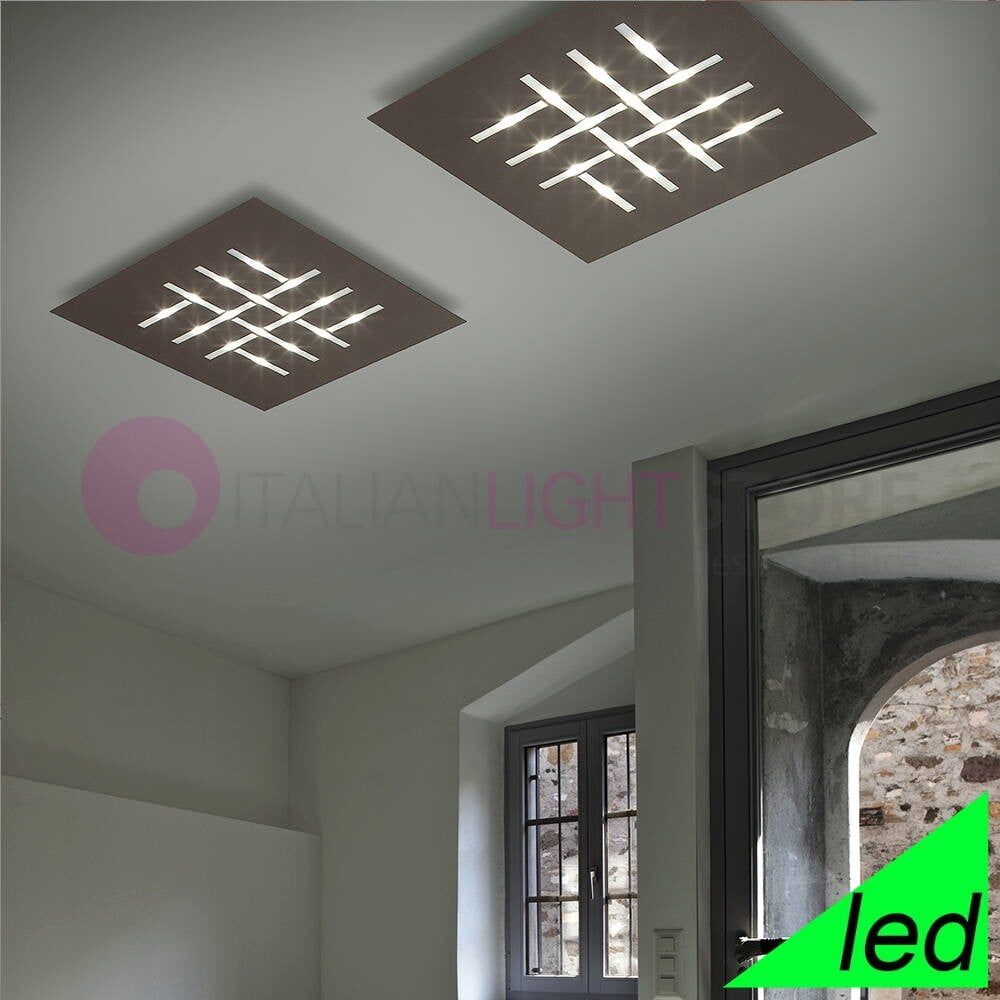 Pattern Plafoniera Led Moderna Quadrata Design Ultrasottile L. 60 - Nero