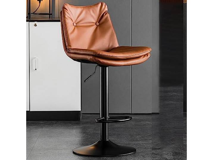 Barhocker Mit Lehne Moderne PU Leder Barstuhl Höhenverstellbar Tresenhocker Küche Drehbar Bistrohocker Küchenhocker Frühstück Barhocker Modern Mit Fußstütze Für Dining Pub Cafe ( Color : /Brown A )