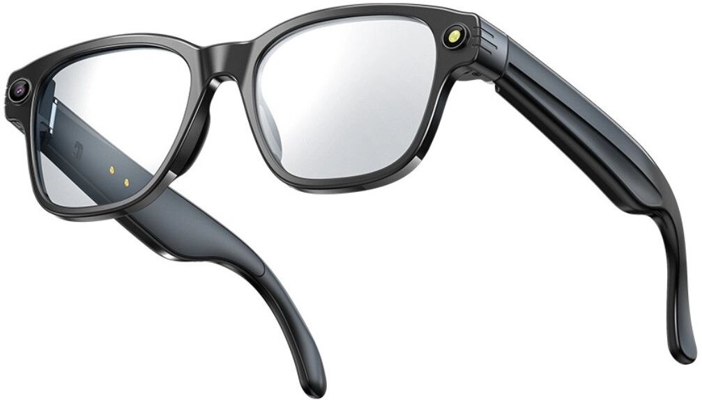 INF Intelligente AI-Brille (Schwarzrahmen) mit HD-Kamera und Sprachassistent Transparent