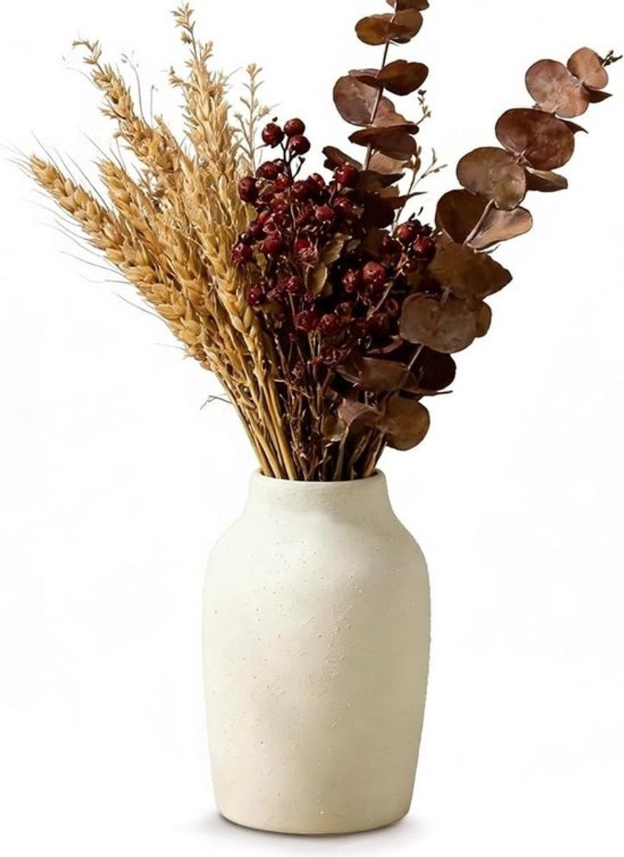 Modern keramisch vaasje voor boho decoratie, Hoogte: 18 cm