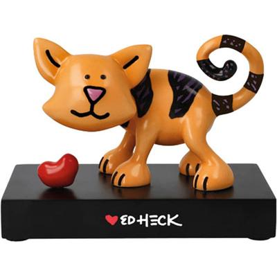 Dekofigur GOEBEL "Ed Heck - Love Cat", orange (bunt), B:17cm H:13cm T:9,5cm, Porzellan, Dekofiguren