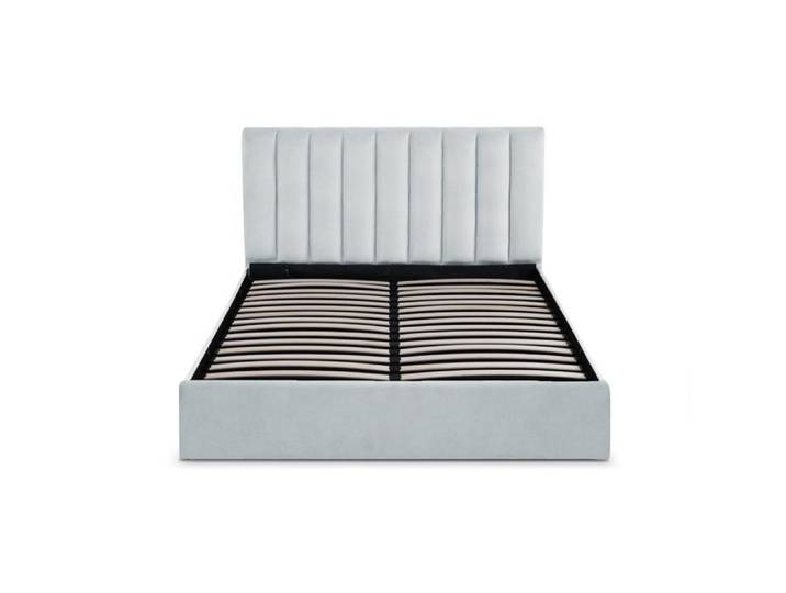 MOSAIKASA Lit Coffre Songe + Sommier Velours Argent 160cm