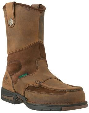 "Georgia Boot Athens 10"" Wellington SteelToe - Mens 8.5 Brown Boot W"
