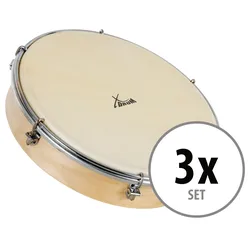 XDrum HTM-10S 10" Handtrommel mit Natur-Fell 3x Set