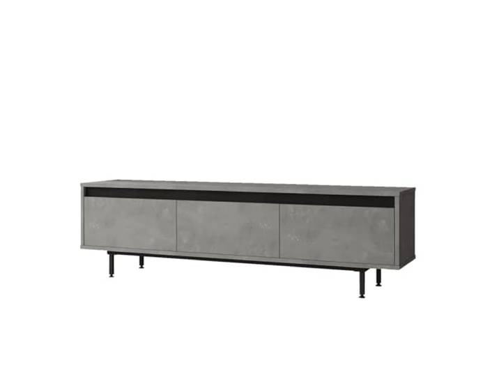 Moderner TV-Ständer mit Metallbeinen, 160 cm, Silber & Schwarz 100% melaminbeschichtete Spanplatte, 18 mm stark Wandmontage, stilvolle Aufbewahrungslösung