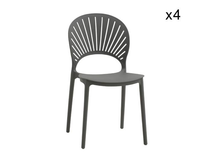 Ensemble de 4 chaises en polypropylène gris, empilables