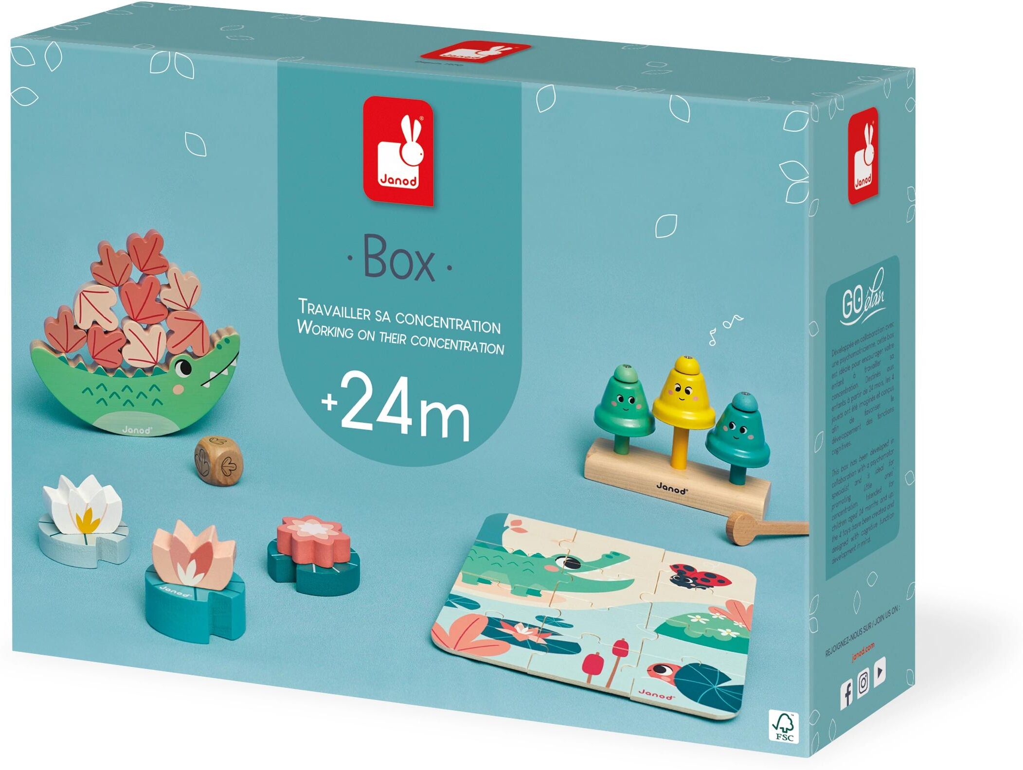 Lernspielzeug JANOD "Box 24 Monate", Kinder, bunt (mehrfarbig), Holz, Lernspielzeug Lernspielzeug mehrfarbig Einheitsgröße
