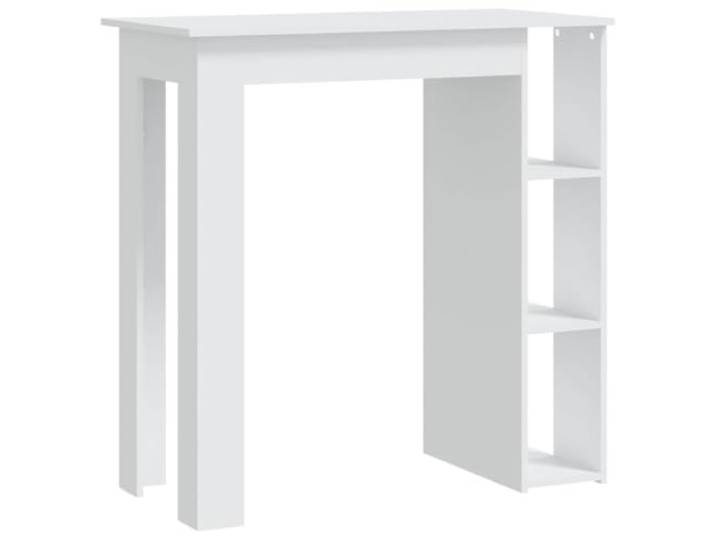 HKQWPBF Bartisch mit Regal Weiß 102x50x103,5 cm Holzwerkstoff 3 Ablagen,Weinflaschen Aufbewahrung,kleine Wohnungen,begrenzter Platz,Küche Essbereich,leicht zu reinigen
