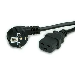 VALUE Netzkabel Schutzkontakt CEE7/7 - IEC320-C19, 16A, schwarz, 3 m