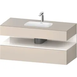 Duravit Collection One Einbauwaschtisch mit Konsolenwaschtischunterbau, 1200x550x600mm, Nische Weiß hochglänzend, QA4787022830010, Farbe: Taupe Supermatt/mit Nischenbeleuchtung