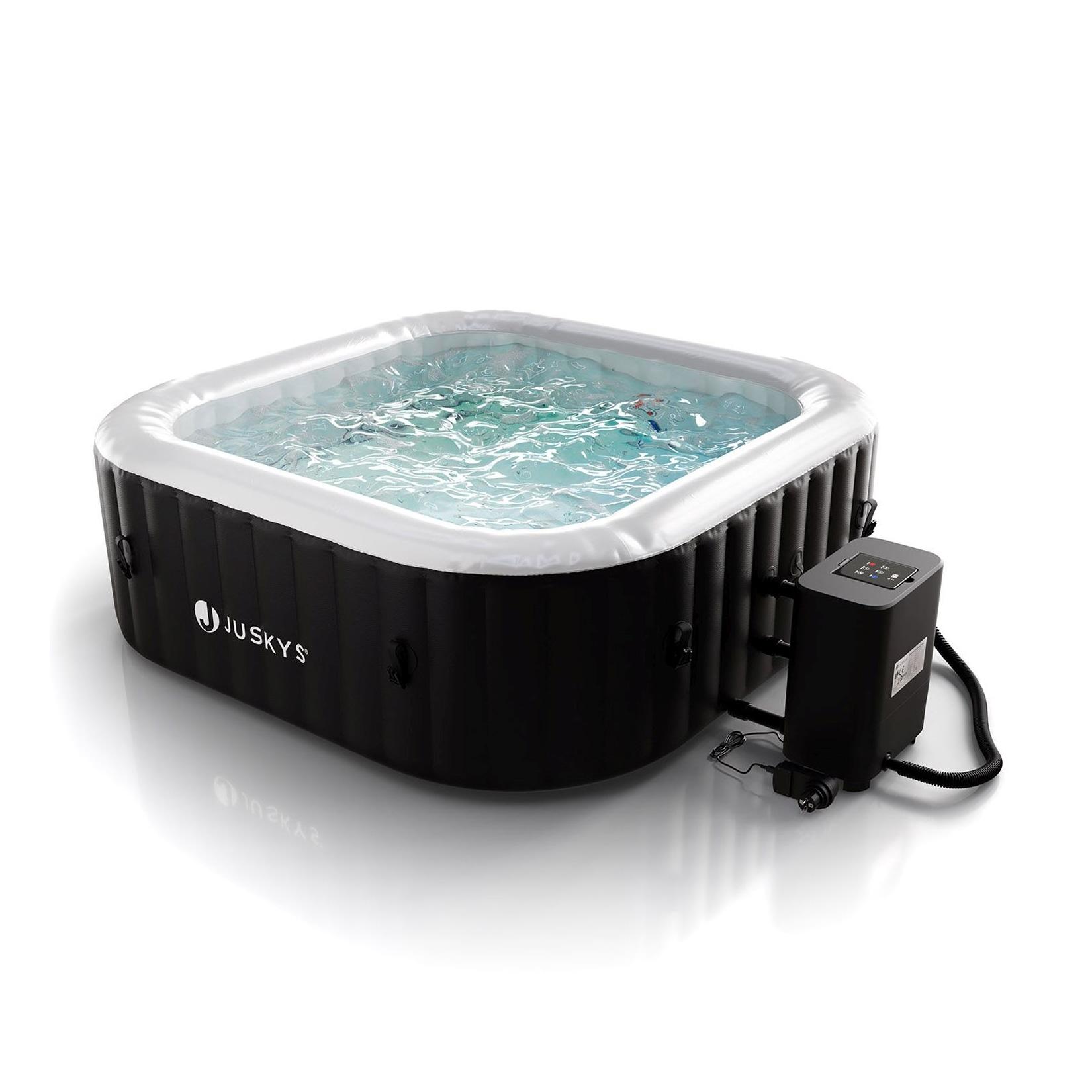 Juskys® Whirlpool SpaLuxe – 130 Sprudeldüsen, 2400W Heizung, 910L Volumen, aufblasbar - Schwarz / Weiß
