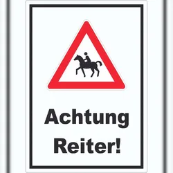 HB-Druck Achtung Reiter Aufkleber A4 (210x297mm)