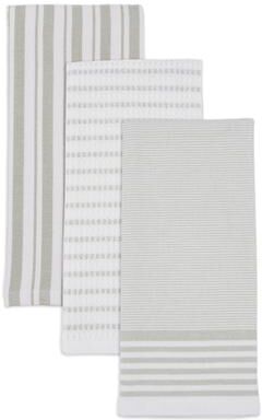 KAF Sur La Table Kitchen Essentials Naples Dual Purpose Towels, Set of 3 Cotton Dish Towels, Flat Weave & Terry, 18x28 Inch