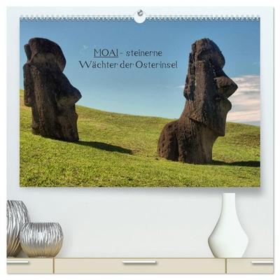 MOAI - steinerne Wächter der Osterinsel (hochwertiger Premium Wandkalender 2027 DIN A2 quer), Kunstdruck in Hochglanz