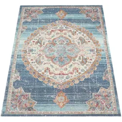 OUTDOORTEPPICH, orientalisch im Vintage-Stil, aus Polypropylen, Blau, 60 x 100 cm