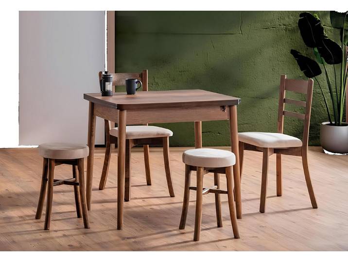 Xlmoebel Essgruppe Esszimmer-Set mit modernem Design in hochwertiger Verarbeitung, (Esszimmer-Set, 5-tlg., 5tlg.Esszimmer Set(Esstisch+2x Stühle+2x Hocker), Hergestellt in Europa