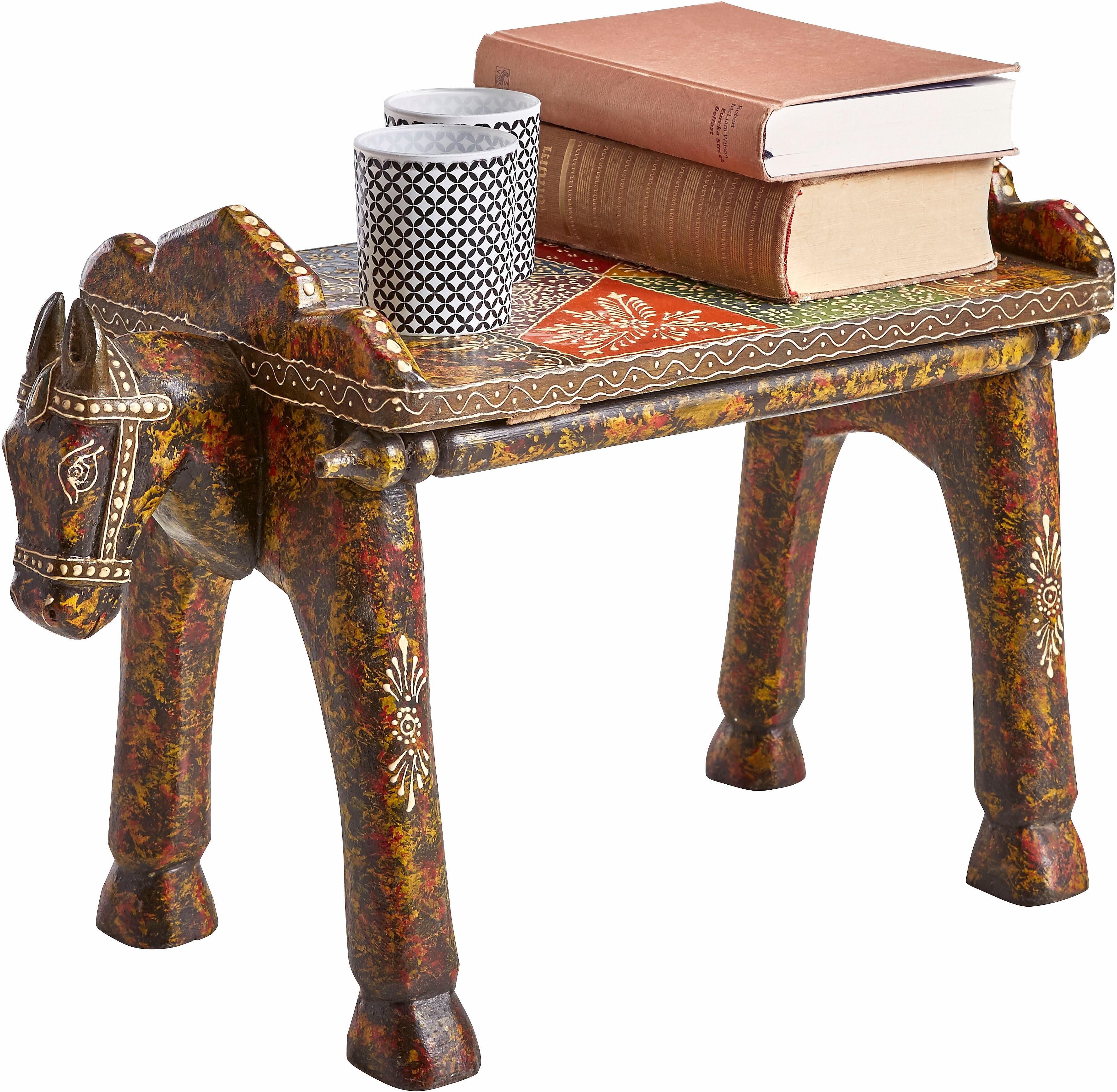 Sitzhocker HOME AFFAIRE "Pferdekopf", bunt (braun, bunt), B:53cm H:37cm T:24cm, Hocker, Sitzhocker braun, bunt B/H/T: 53cm x 37cm x 24cm