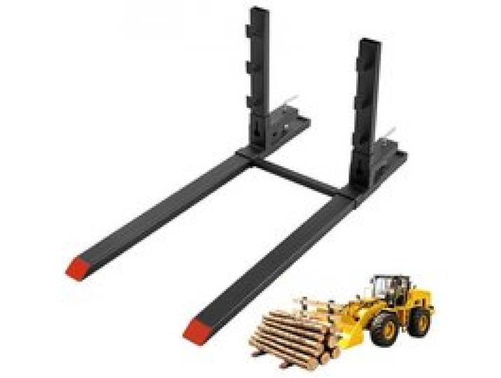 VEVOR Palettengabeln zum Anklemmen 1524mm 1814kg mit Kippschutzstangen, Anbaugerät für Traktor- & Kompaktladerschaufeln, Stahlkonstruktion, 500-915mm Verstellbare Stabilisatorstange, Orange Spitzen