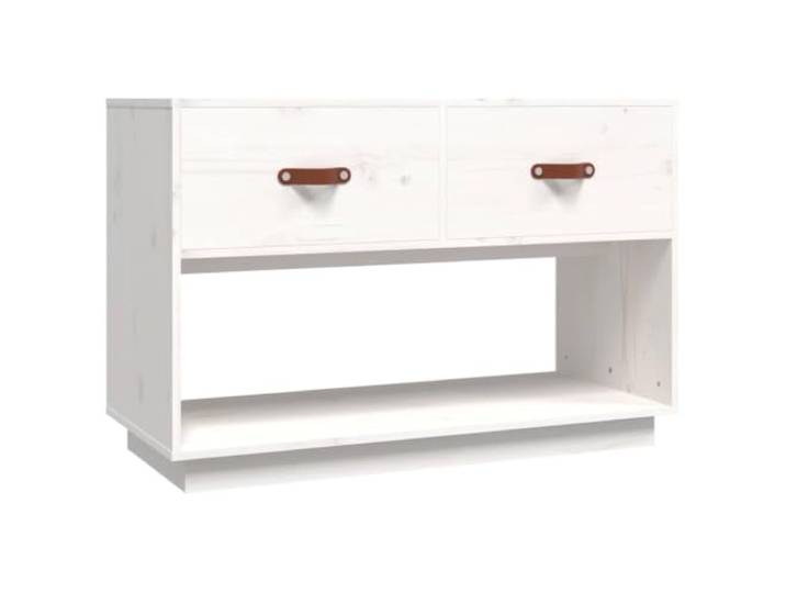 KGFHERENB TV-Schrank Weiß 90x40x60 cm Massivholz Kiefer Rustikale Holzkommode fürs Wohnzimmer mit viel Stauraum, stabiler Abstellfläche und praktischer Wandhalterung.