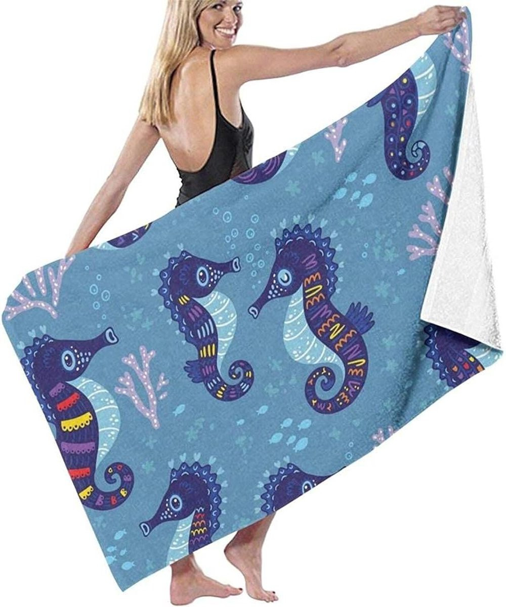 Strandlaken Microfiber met Zeepaardjes - Sneldrogend en Zandvrij - 130 x 80 cm