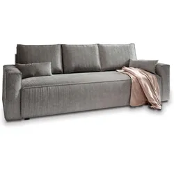 BETTSOFA MENI Grau Kordstoff mit Schlaffunktion