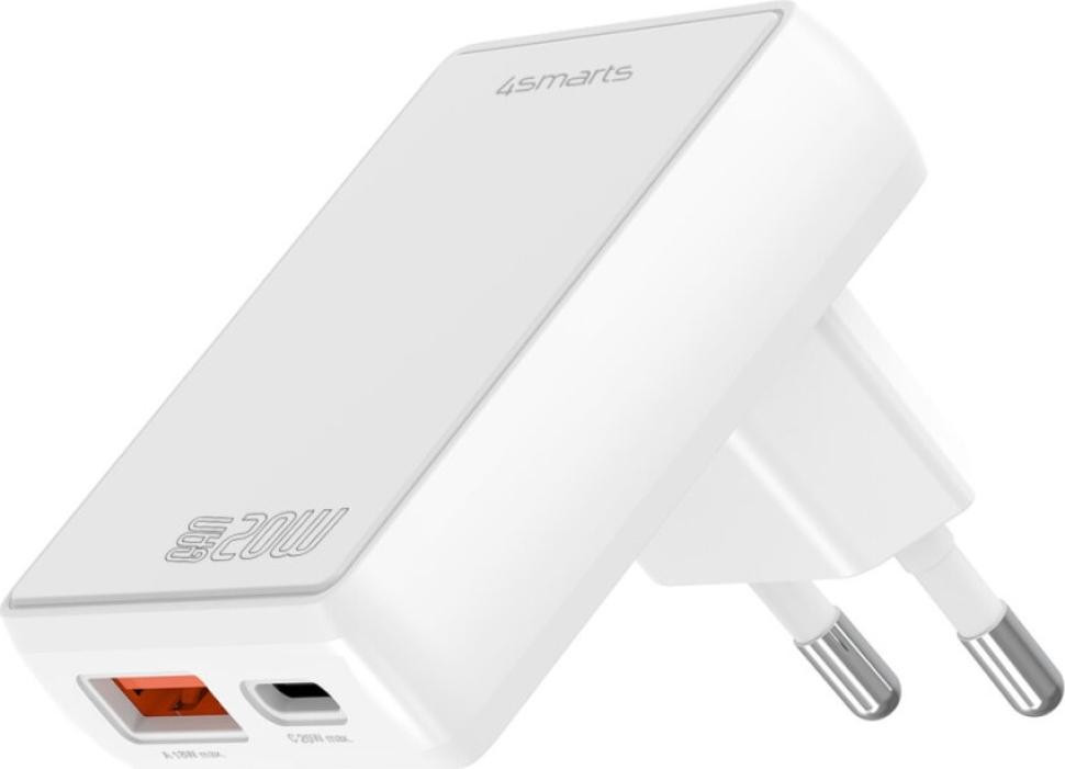 4smarts Netadapter FlatPlug Duos 20W GaN, 1C + 1A, wit