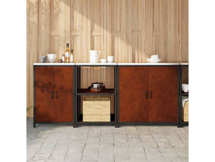 vidaXL Sideboard, Aufbewahrungsset für die Küche 3 pcs Rostig Wetterfeststahl