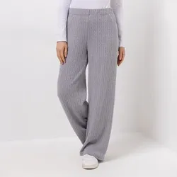 KIM & CO. Hose, 1/1-Länge Zopf-Strick Jersey Rundumdehnbund weites Bein
