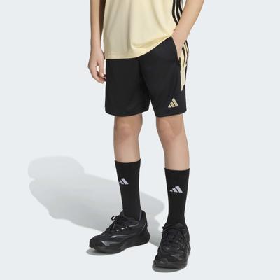 Trainingsshorts ADIDAS PERFORMANCE "TIRO 26 ESSENTIALS KIDS", Mädchen, Gr. 152, N-Gr, schwarz (schwarz, warm vanilla, warm vanilla,), Obermaterial: 100% Polyester, Hosen, für Kinder, mit CLIMACOOL Technologie, aus Interlock-Material