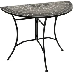 Wandtisch SIENA halbrund 90x45cm, Eisen + Mosaik grau