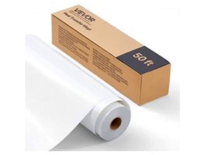 VEVOR Vinylfolie Wärmeübertragung Transferfolie (304,8 x 15240 mm), glänzend weiße HTV-Bügelvinylrolle, kompatibel mit Schneidemaschinen, für verschiedene Materialien T-Shirts Kissen Hüte