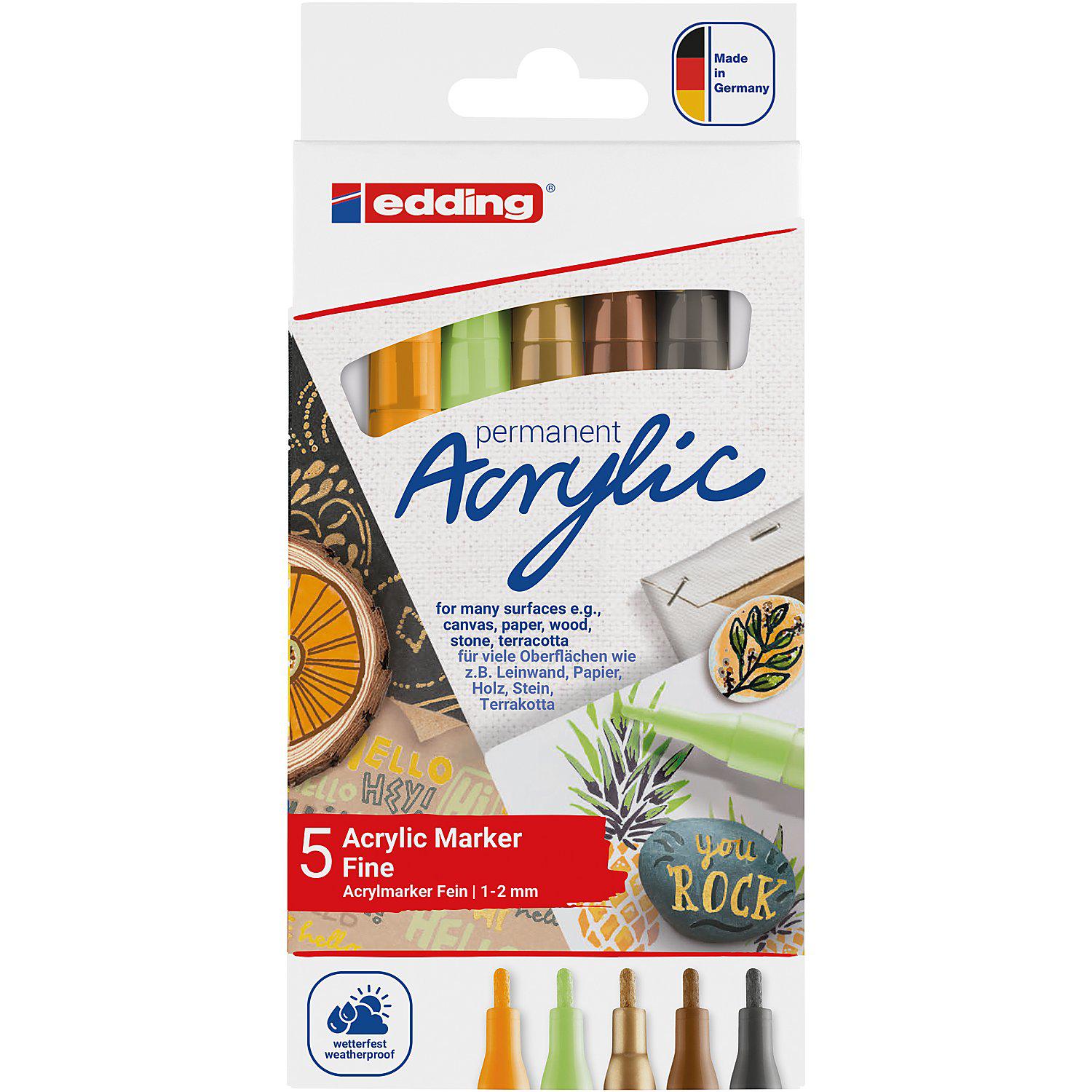edding Acrylmarker-Set fein, natur, 5 Stifte
