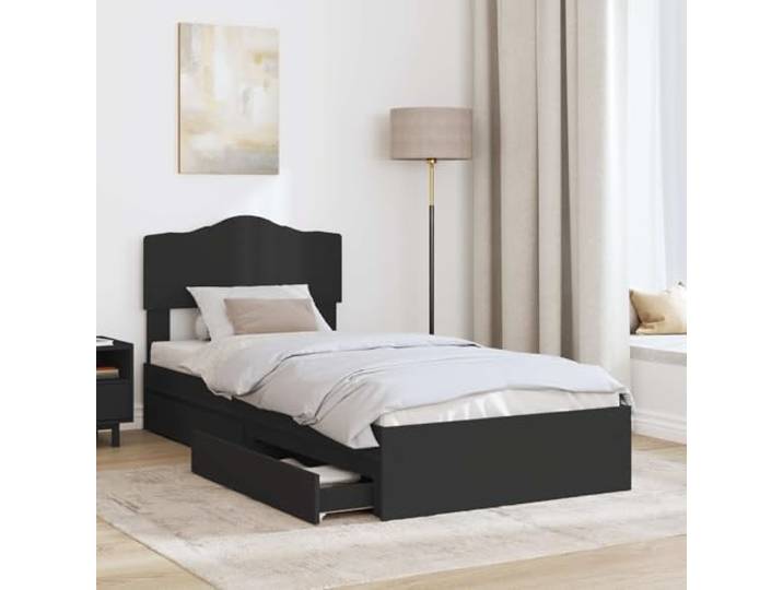 KTHLBRH Bett mit Stauraum, schwarz, 90 x 190 cm, Holz, mehrschichtig Mit Schubladen, modernes Design, einfache Montage, robuste Struktur