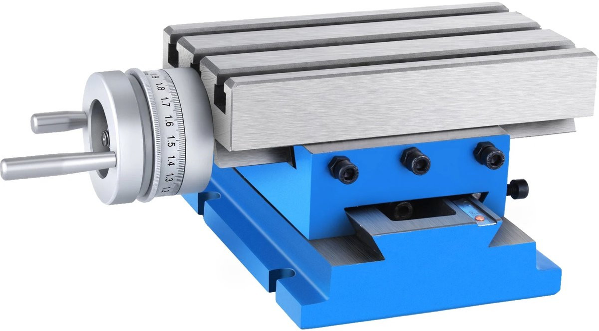 Industriële kruisslide werktafel voor freesmachines, zilverkleurig, gietijzer