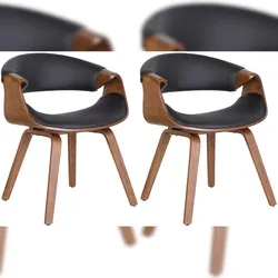 CLP 2er Set Esszimmerstuhl Foley eiche/schwarz/Kunstleder