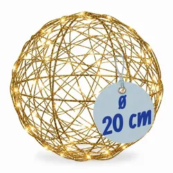 Relaxdays LED Dekokugel 20 cm Gold,Transparent