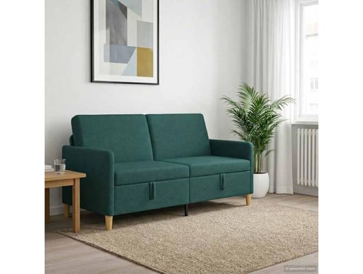 pokgdf Sofa mit Stauraum Dunkelgrün 172 x 78 x 87 cm Polyester Abnehmbare Bezüge, Schaum- und Faserfüllung, Metallrahmen, braune Beine, platzsparend