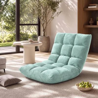 Garvee Folding Floor Chair with Back Support, 14 Adjustable Position Padded Sleeper Bed, Floor Seating Cushion