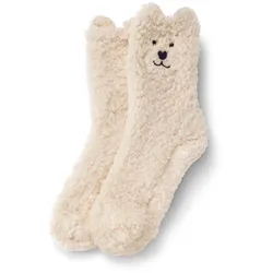 Tchibo - 1 Paar Teddy-Kuschelsocken - Gr. 27-30 - weiß